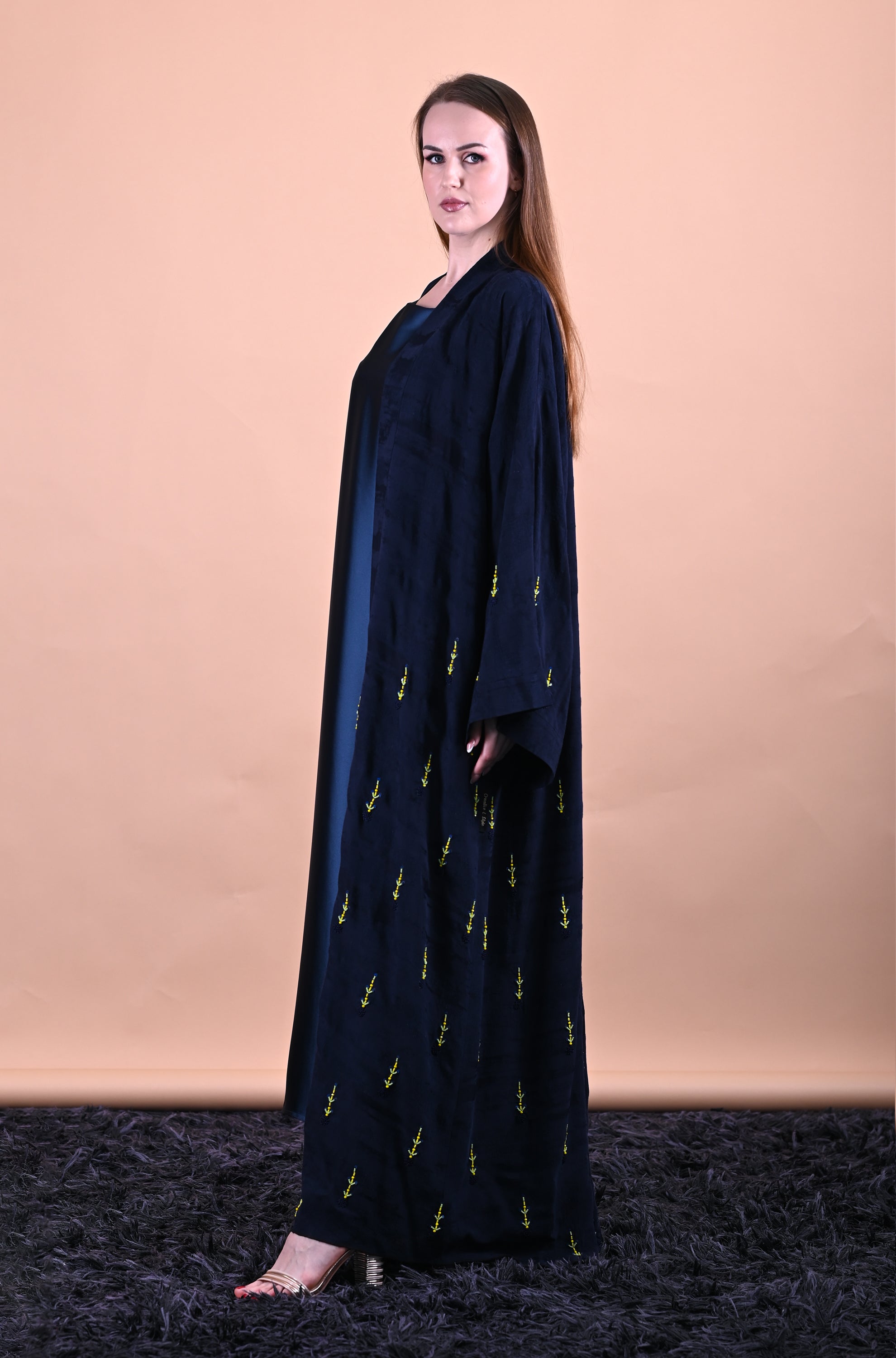 Mystic Monarch Blue nylon Fabric Hand Work