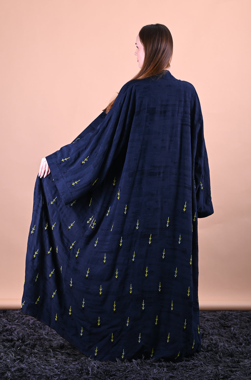 Mystic Monarch Blue nylon Fabric Hand Work