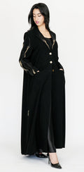 Black Blazer-Style Abaya with Gold Button