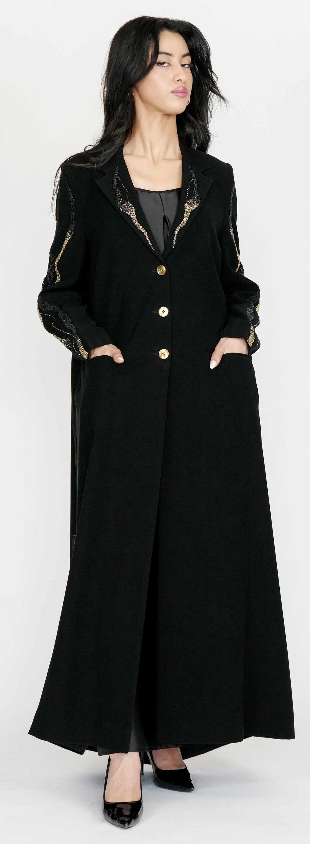 Style Abaya with Gold Button