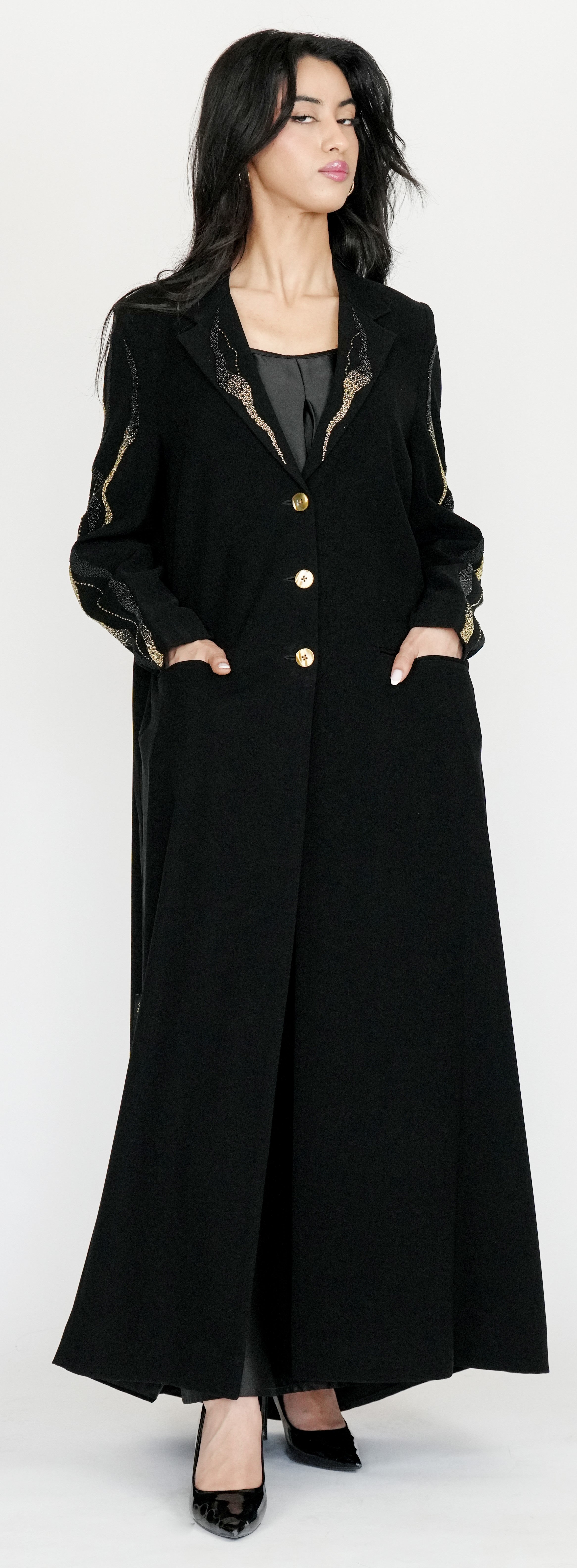 Style Abaya with Gold Button