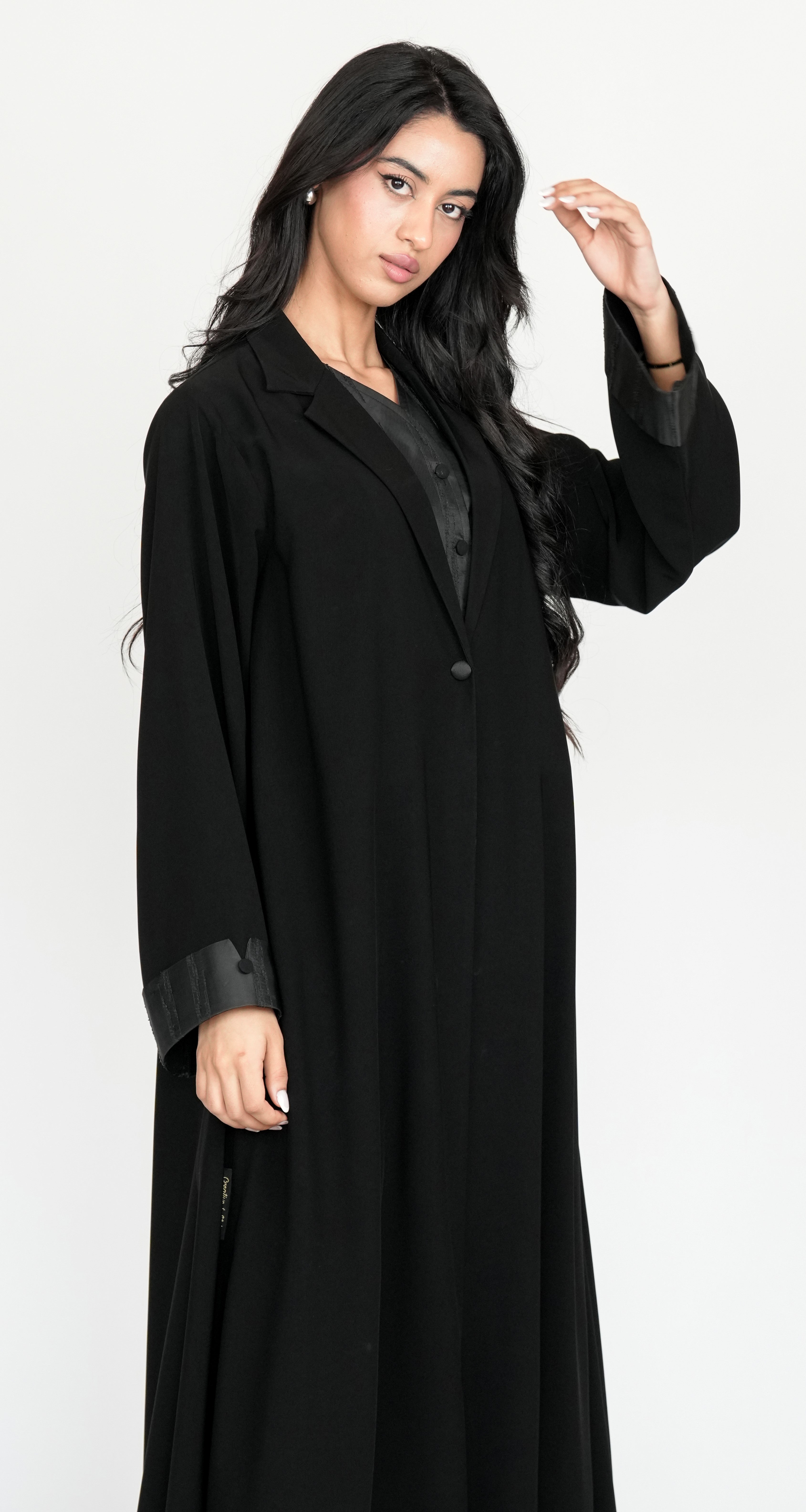 Abaya with Satin Trim Detailing