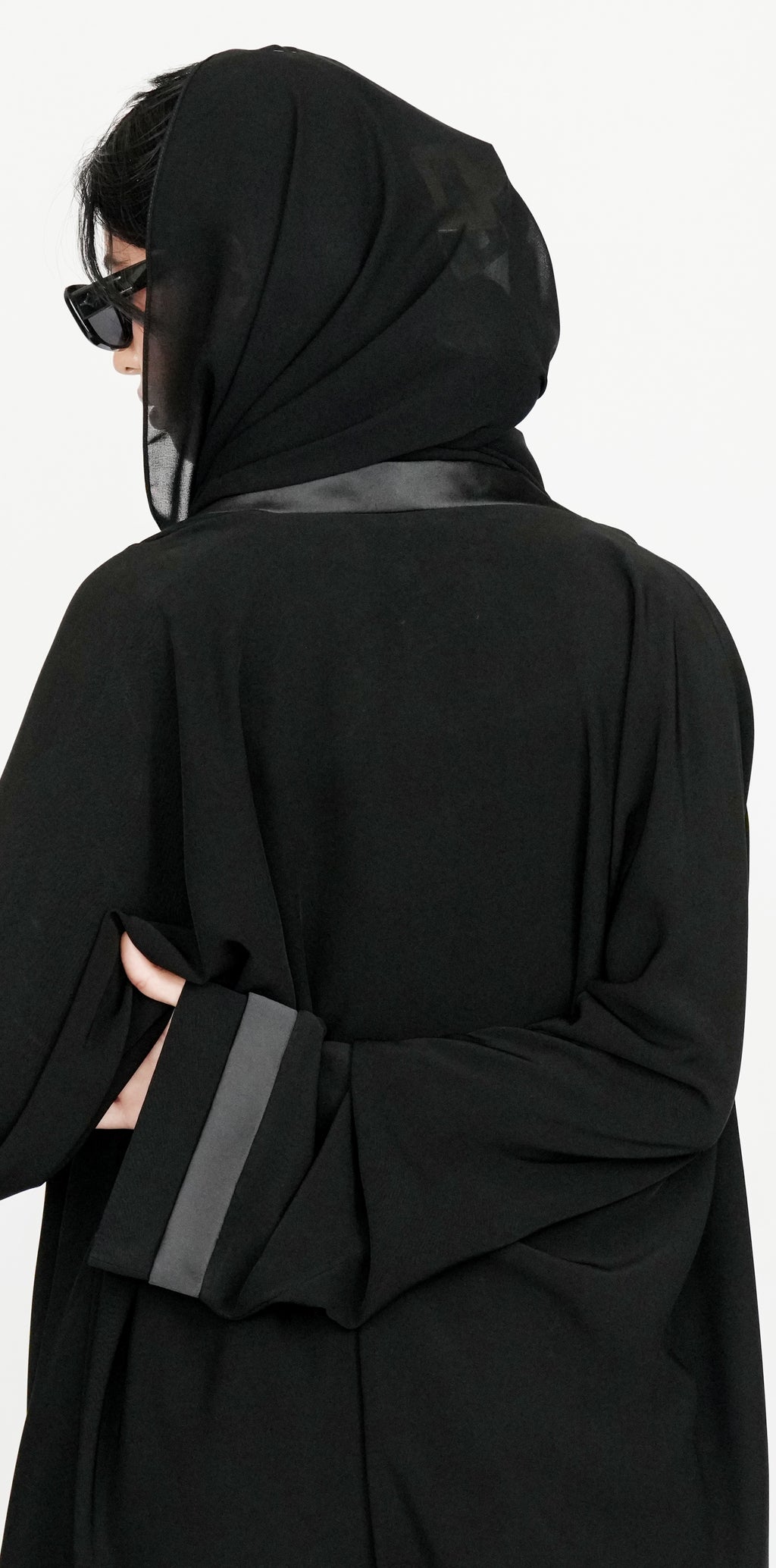 Black Open Abaya with Luxurious Satin