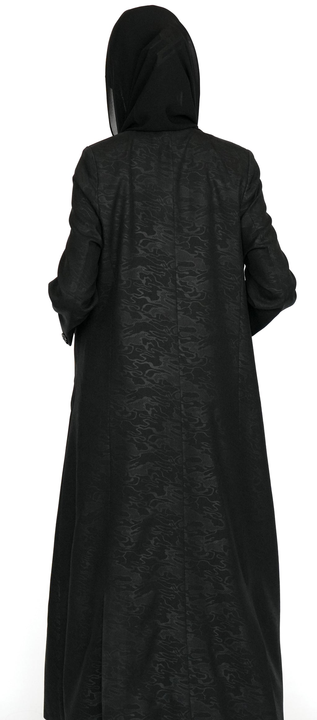 Textured Black Blazer-Style Abaya