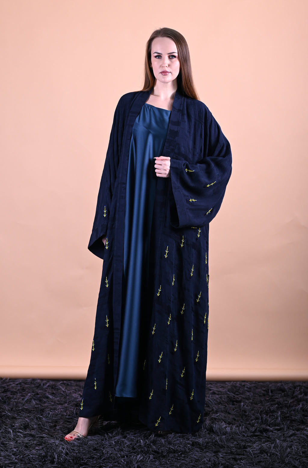 Mystic Monarch Blue nylon Fabric Hand Work