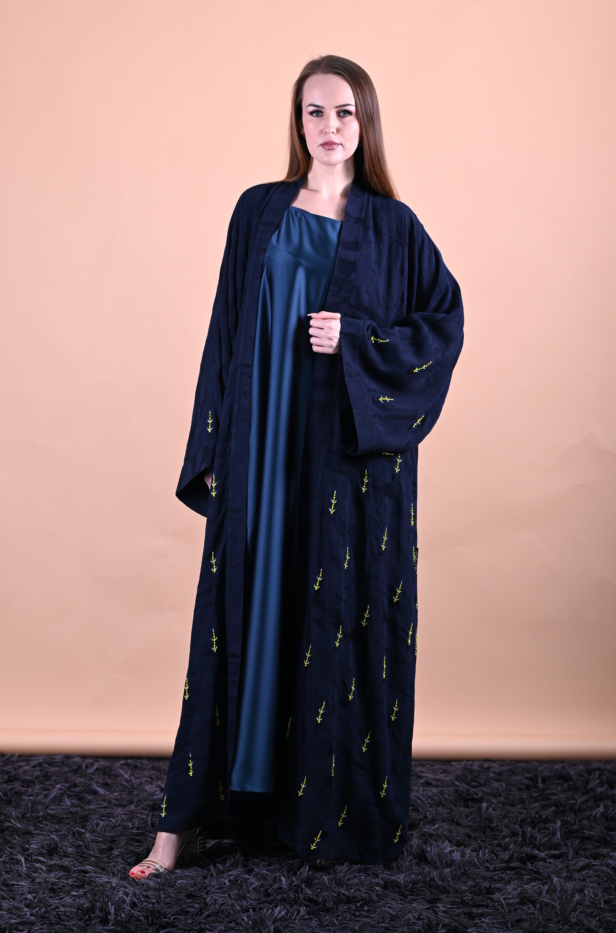 Mystic Monarch Blue nylon Fabric Hand Work