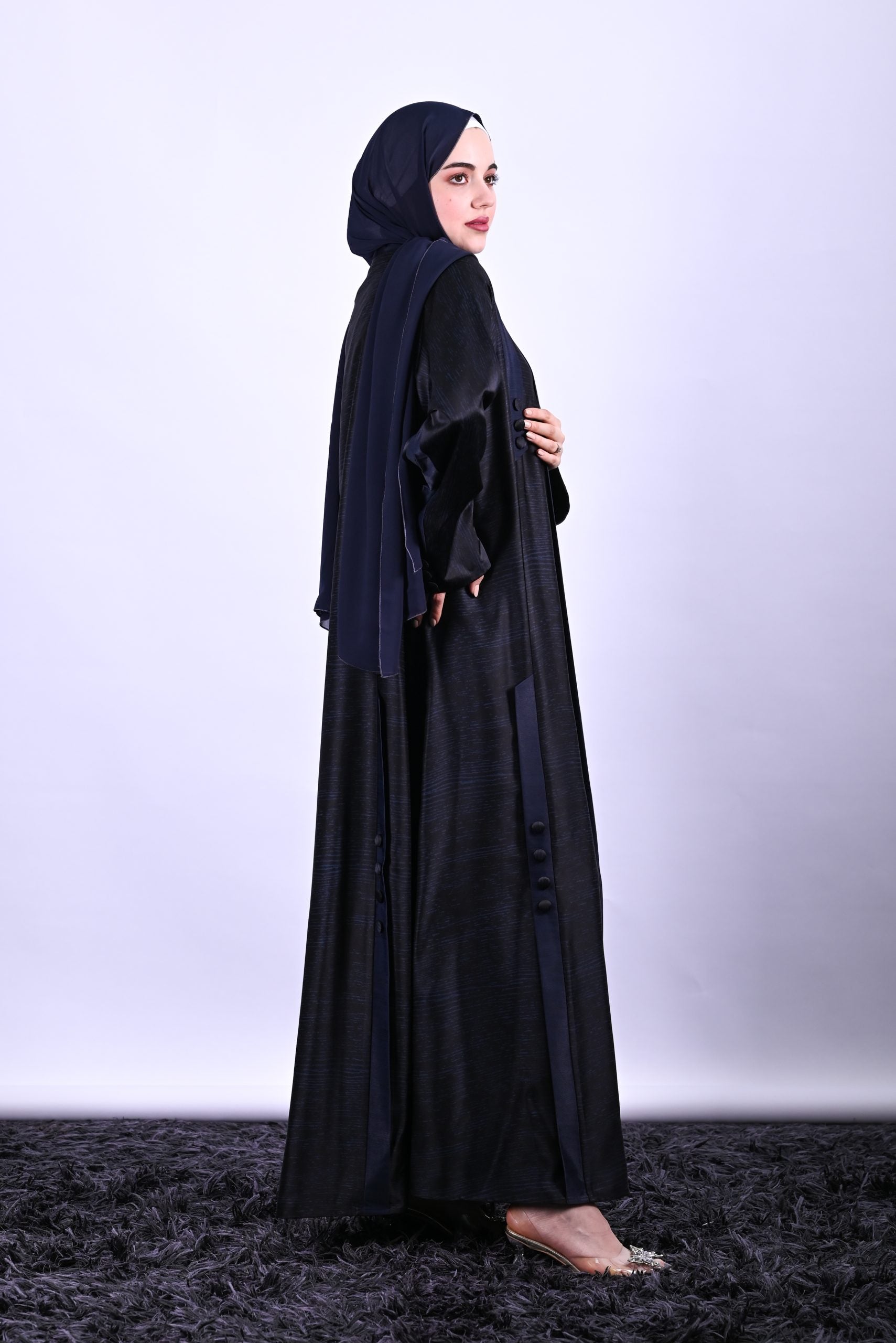 Blue Silk Abaya