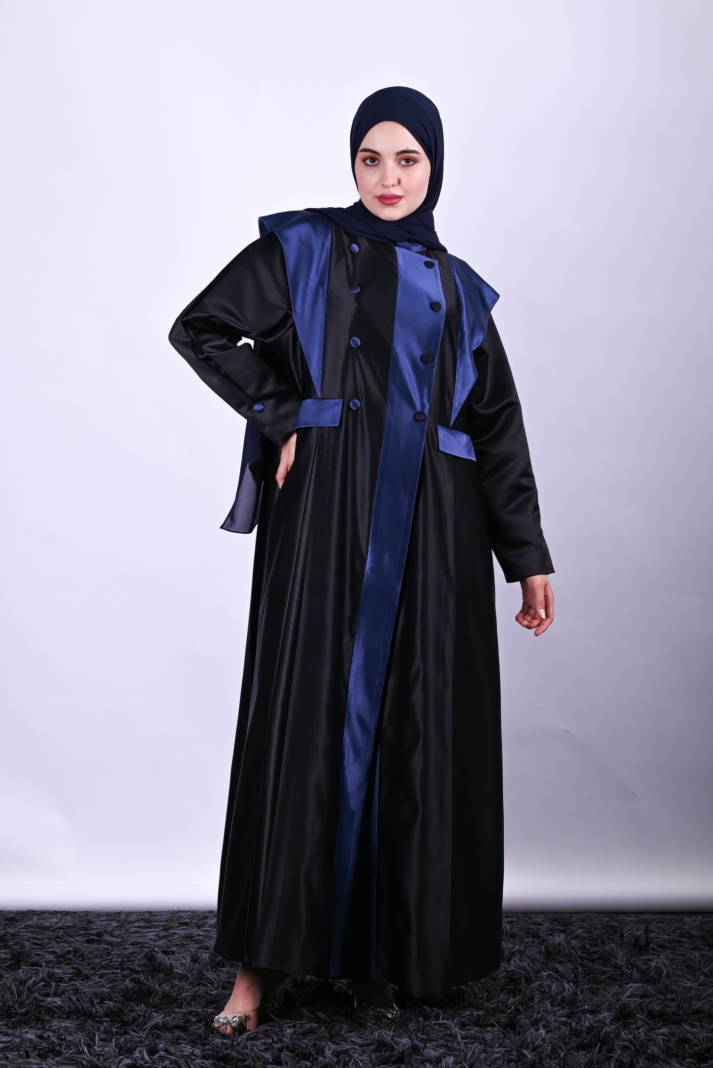 Majesty Round Neck Satin Abaya