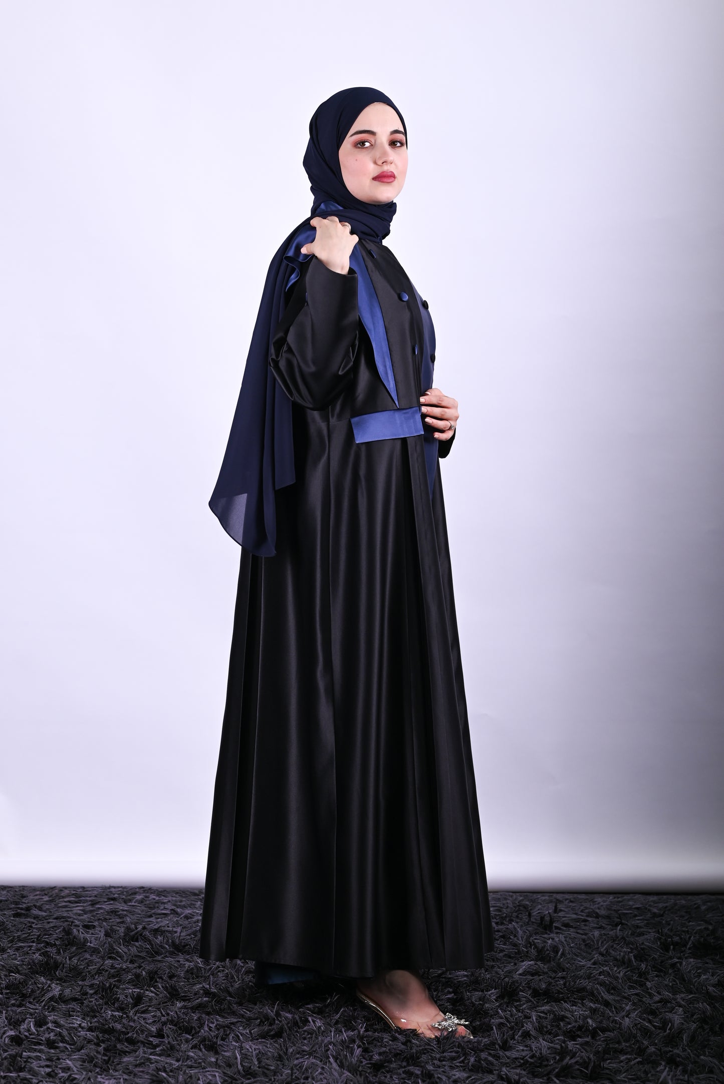 Majesty Round Neck Satin Abaya