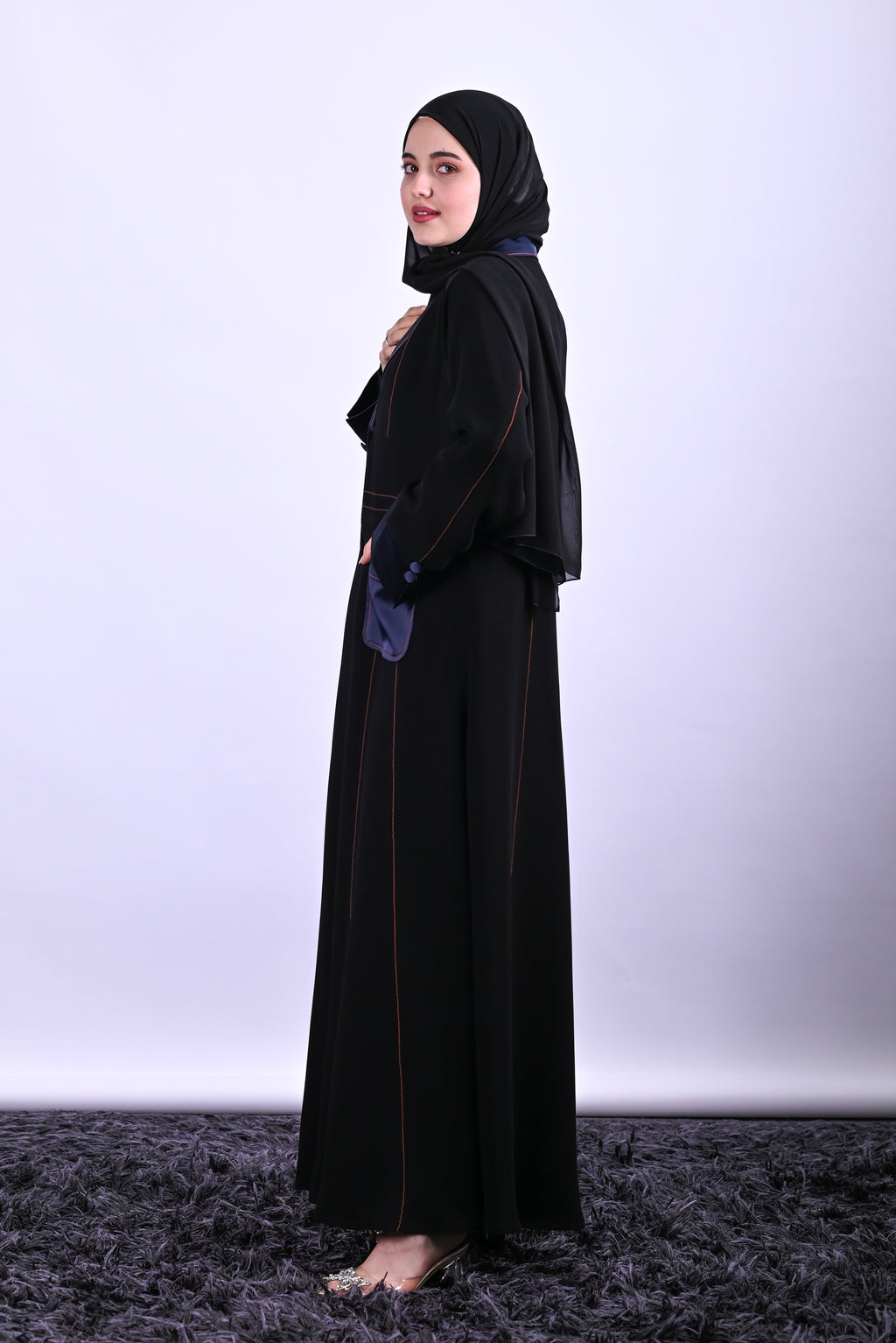 Blazer Thread Work Black and Blue Crepe Two Packet