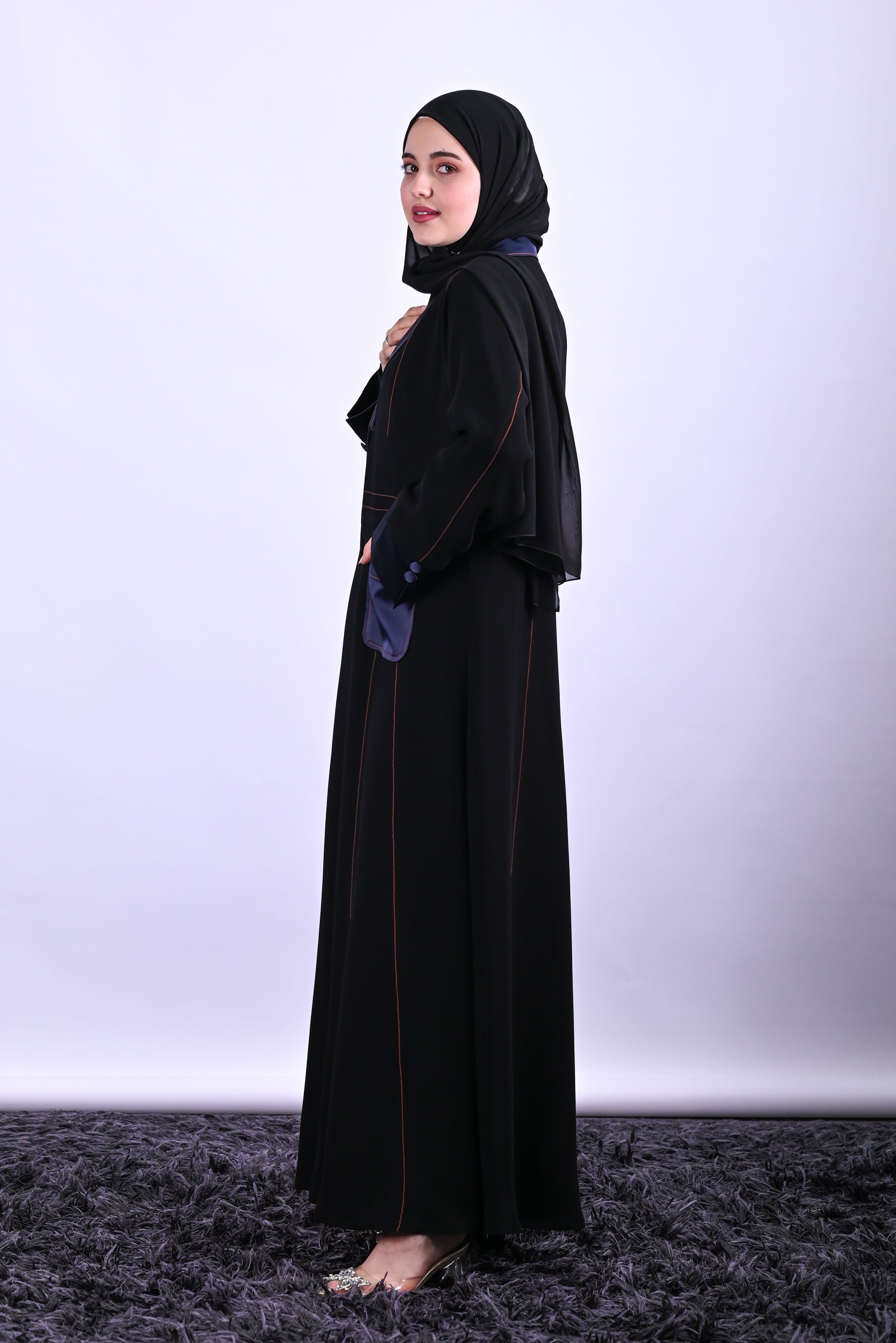Blazer Thread Work Black and Blue Crepe Two Packet