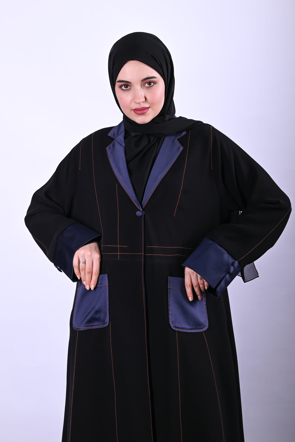 Blazer Thread Work Black and Blue Crepe Two Packet