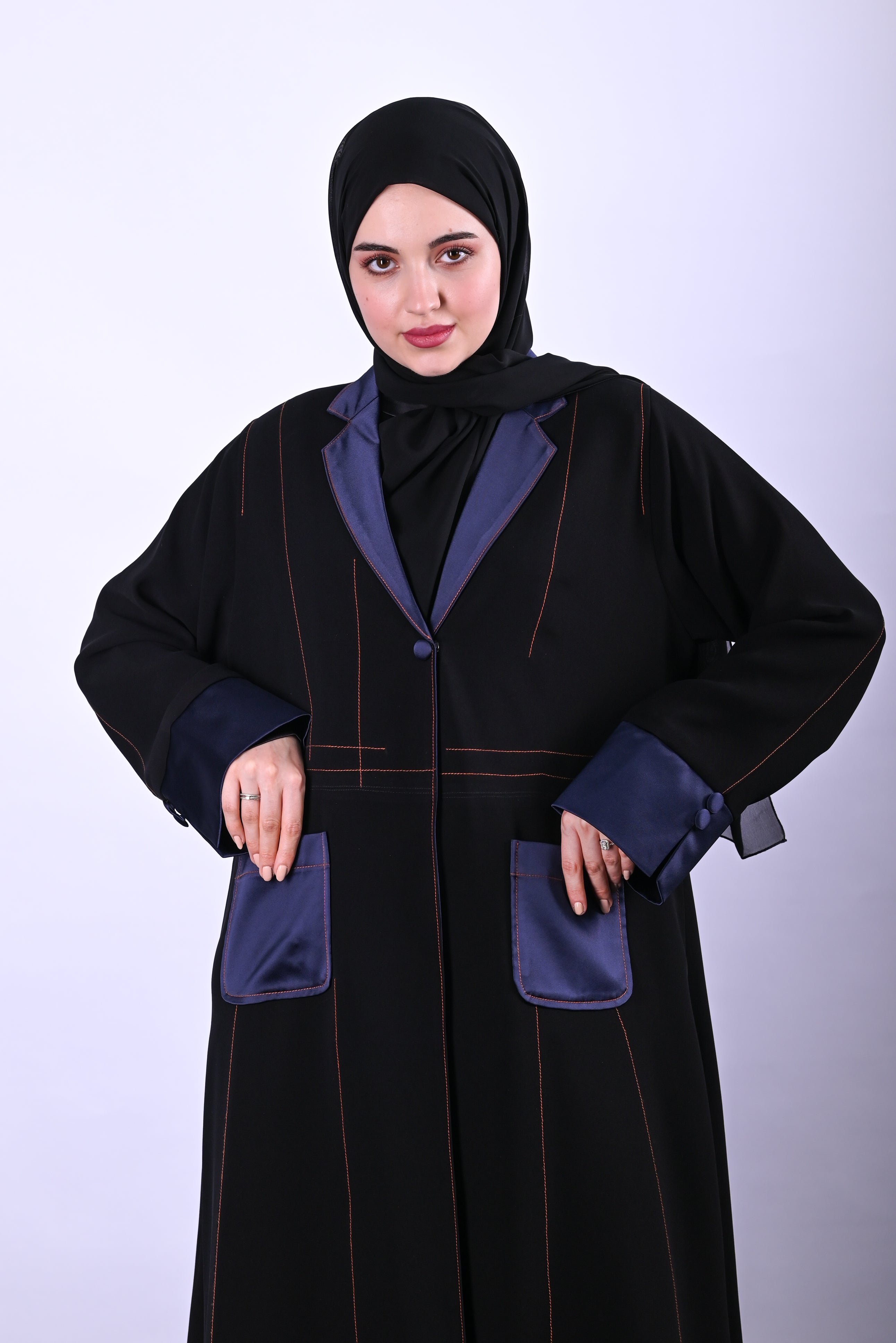 Blazer Thread Work Black and Blue Crepe Two Packet
