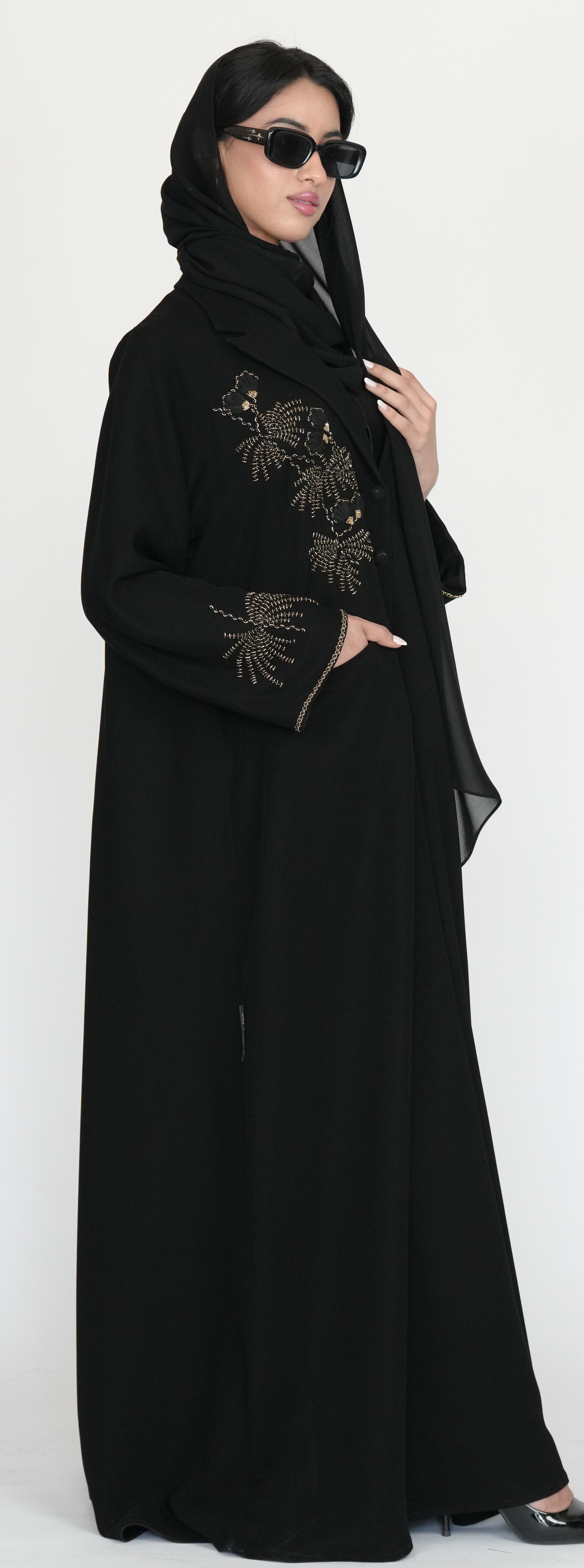 Abaya with Gold Embellished