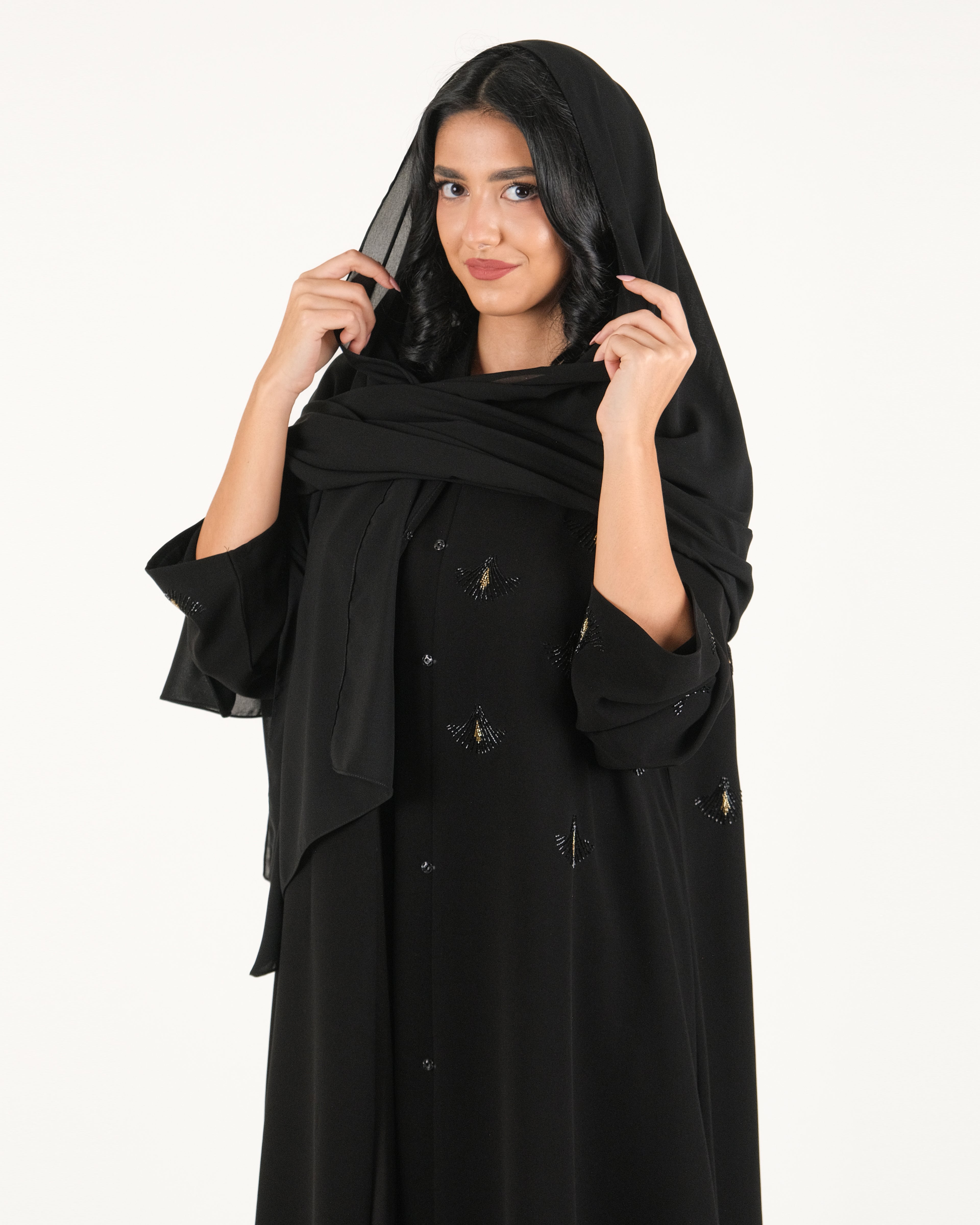 Trendy Elegant Black Handwork Abaya