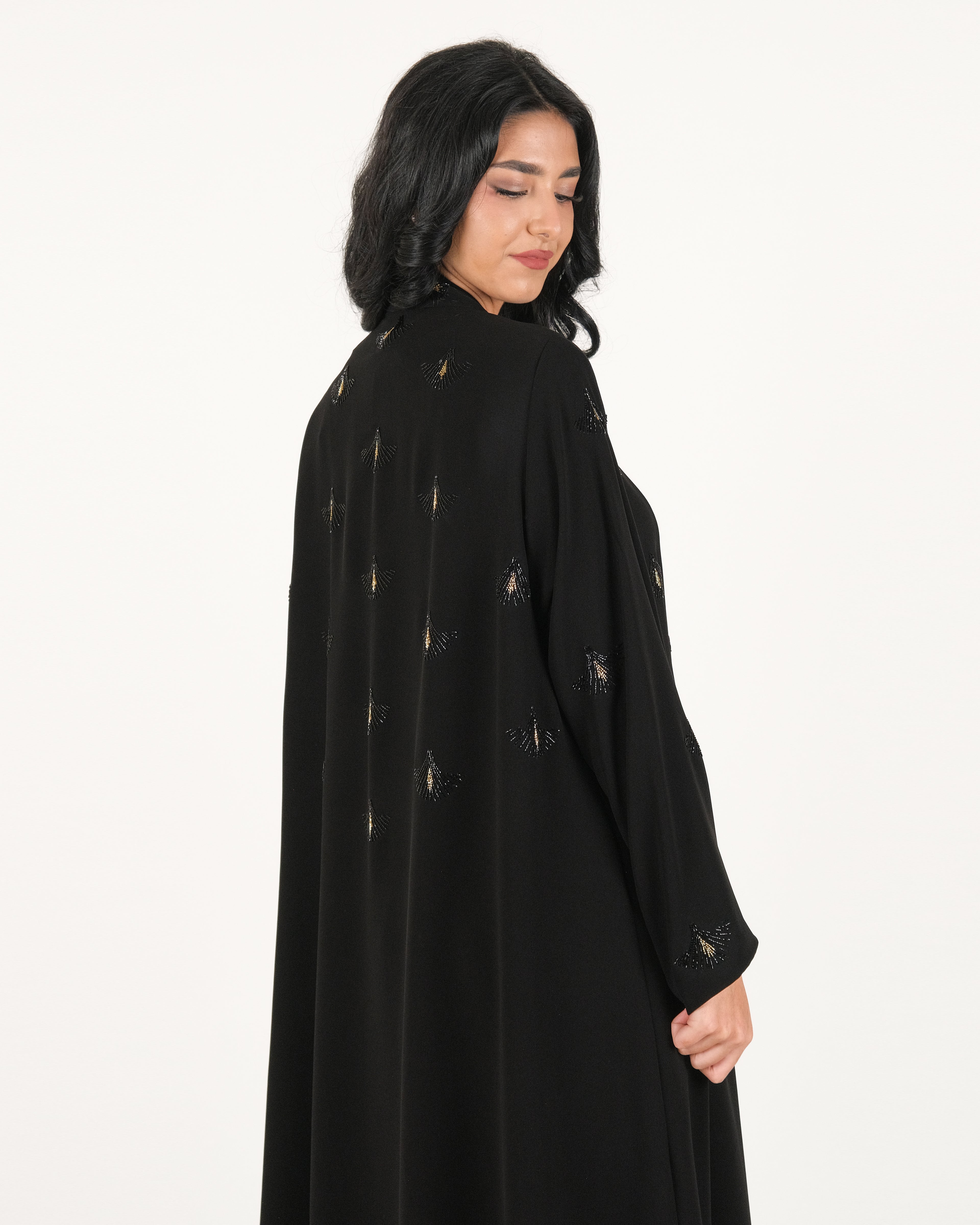 Trendy Elegant Black Handwork Abaya