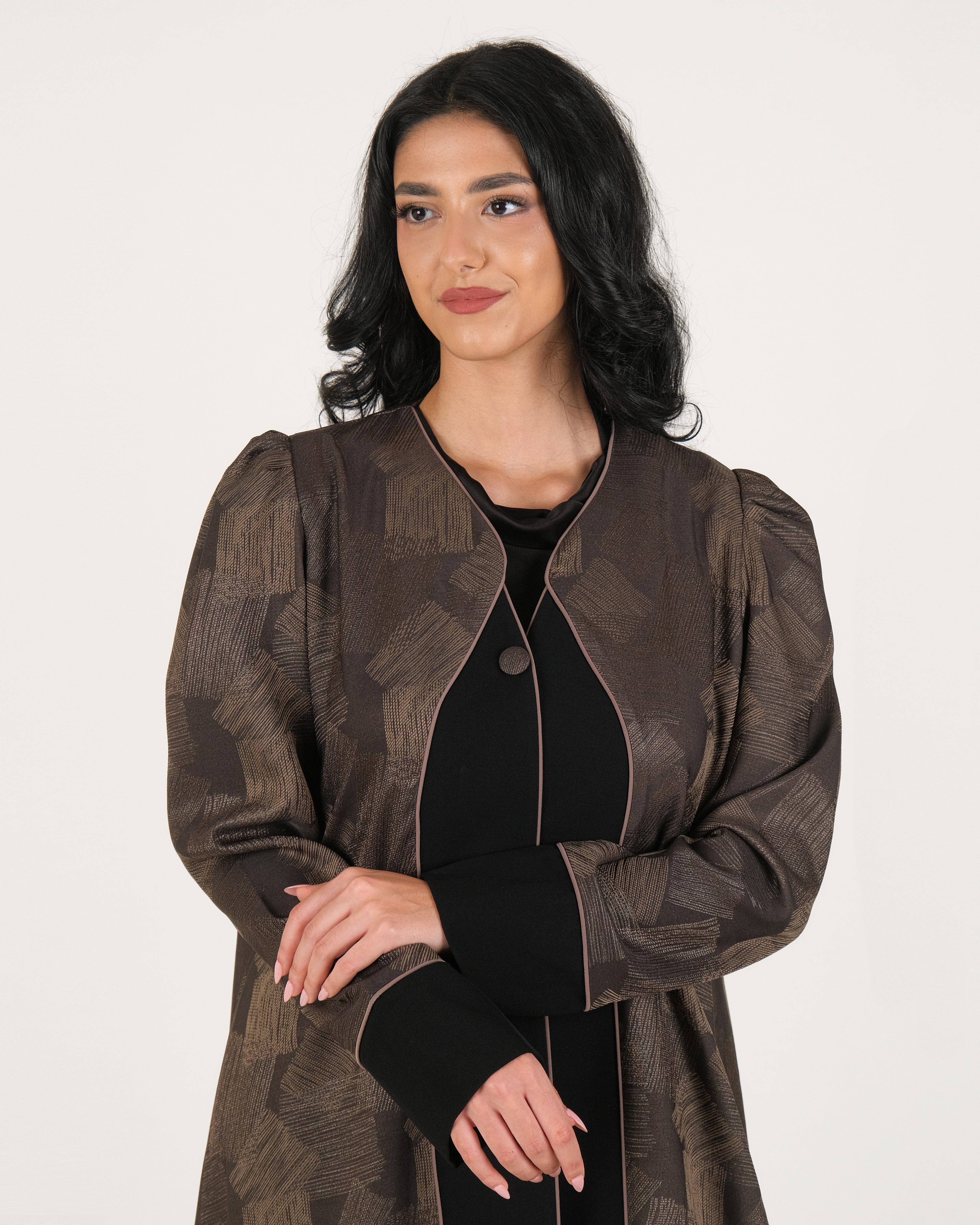 Elegant Korean Textured Brown Abaya