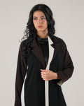 Black & Mocha Color Abaya – Open Front Design
