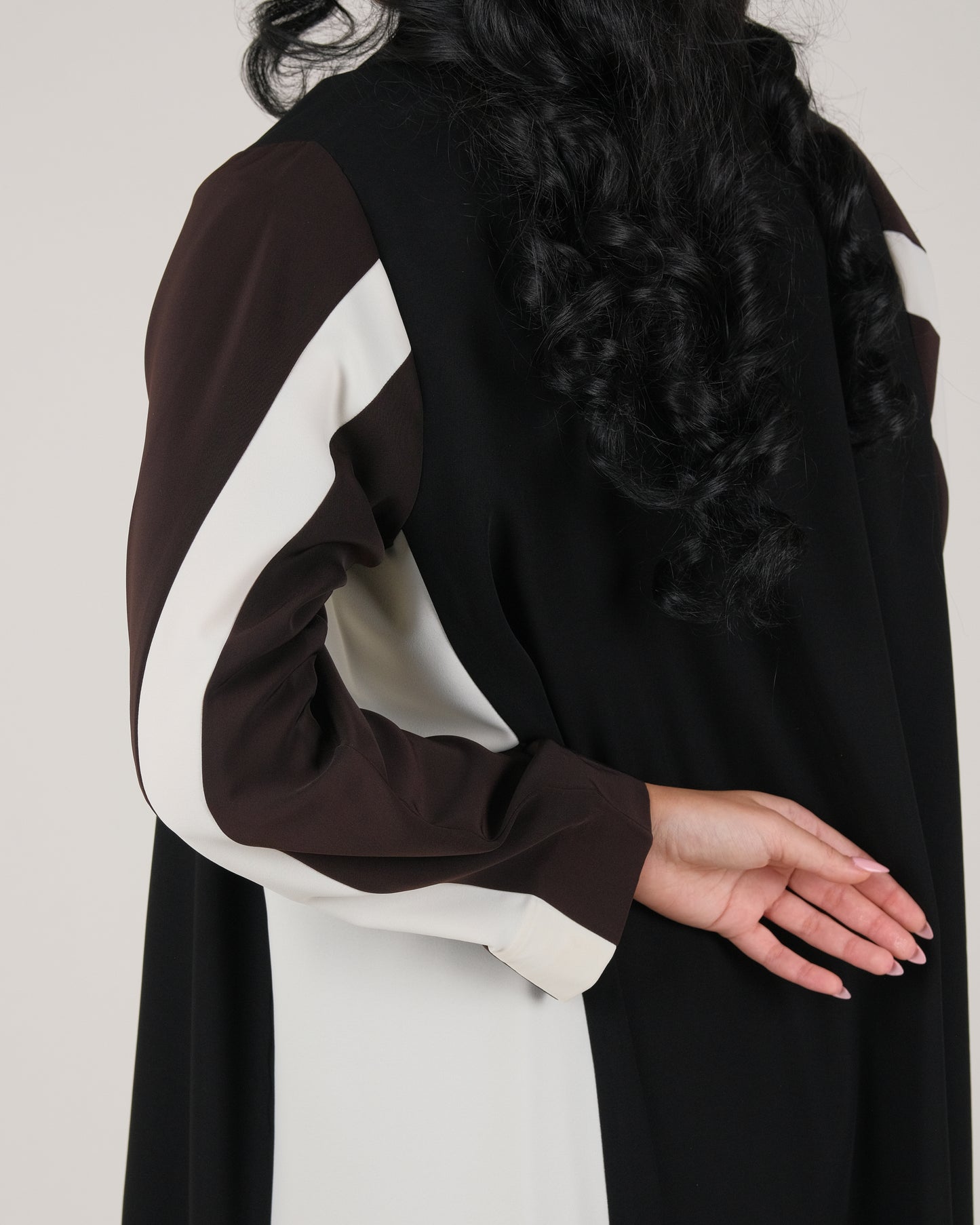 Black & Mocha Color Abaya – Open Front Design