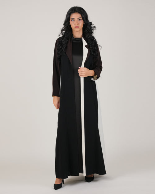 Black & Mocha Color Abaya – Open Front Design